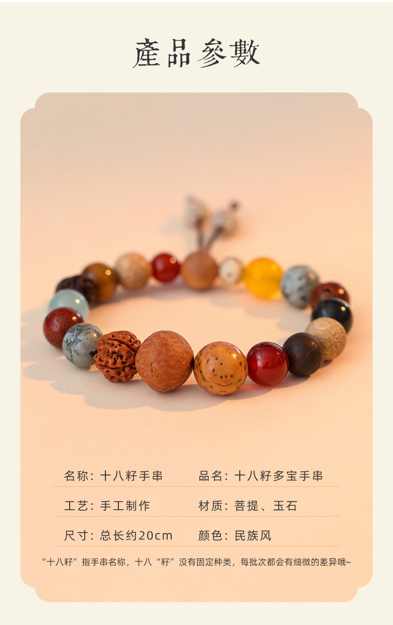 《Abundant Blessings》 Eighteen Seedwood Bracelet with Sandalwood Beads