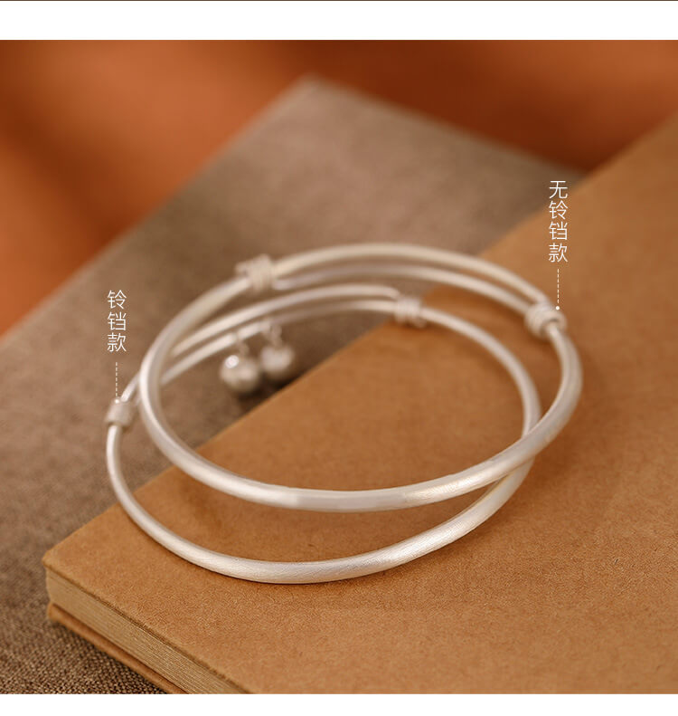 《The Ancient Charm》 - S999 Fine Silver Antique Matte Personality Bell Bracelet for Men and Women