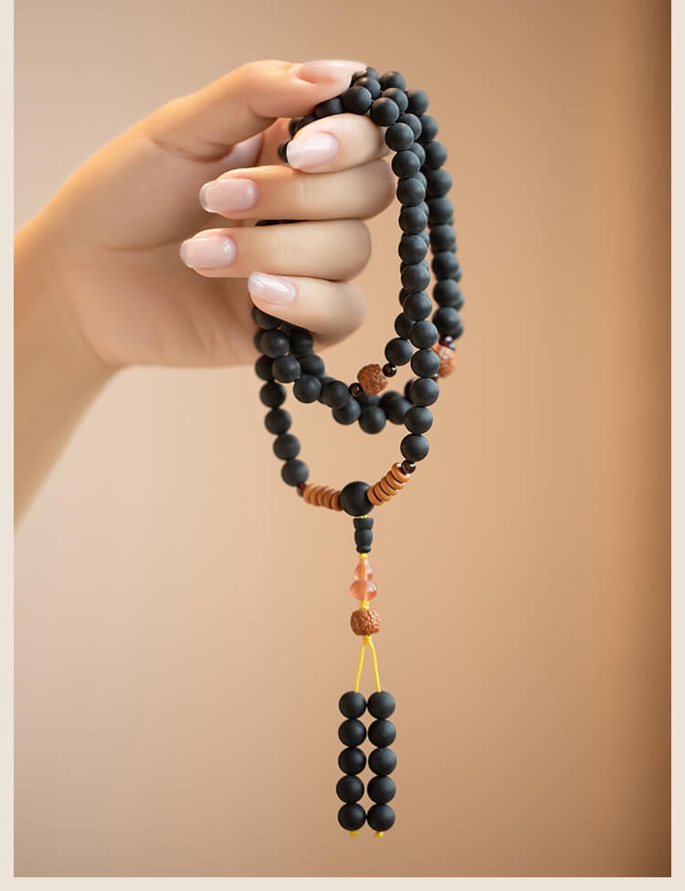 《Emptiness Released》 Natural Medicinal Amber Buddhist Prayer Beads Bracelet with 108 Beads