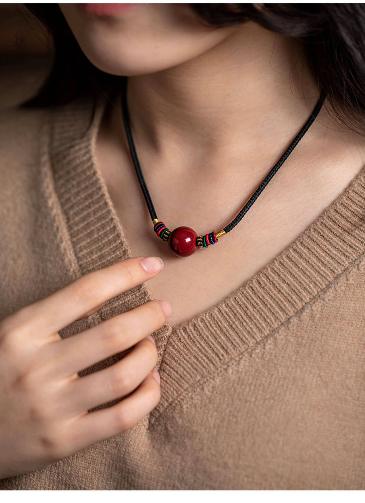 《Complete》 Red Agate Lucky Charm Pendant Necklace for Men and Women