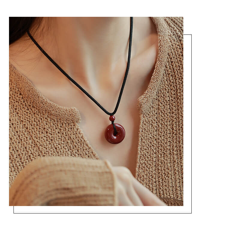 《Ping ping an an》 new Chinese style ping an kou men and women's style necklace