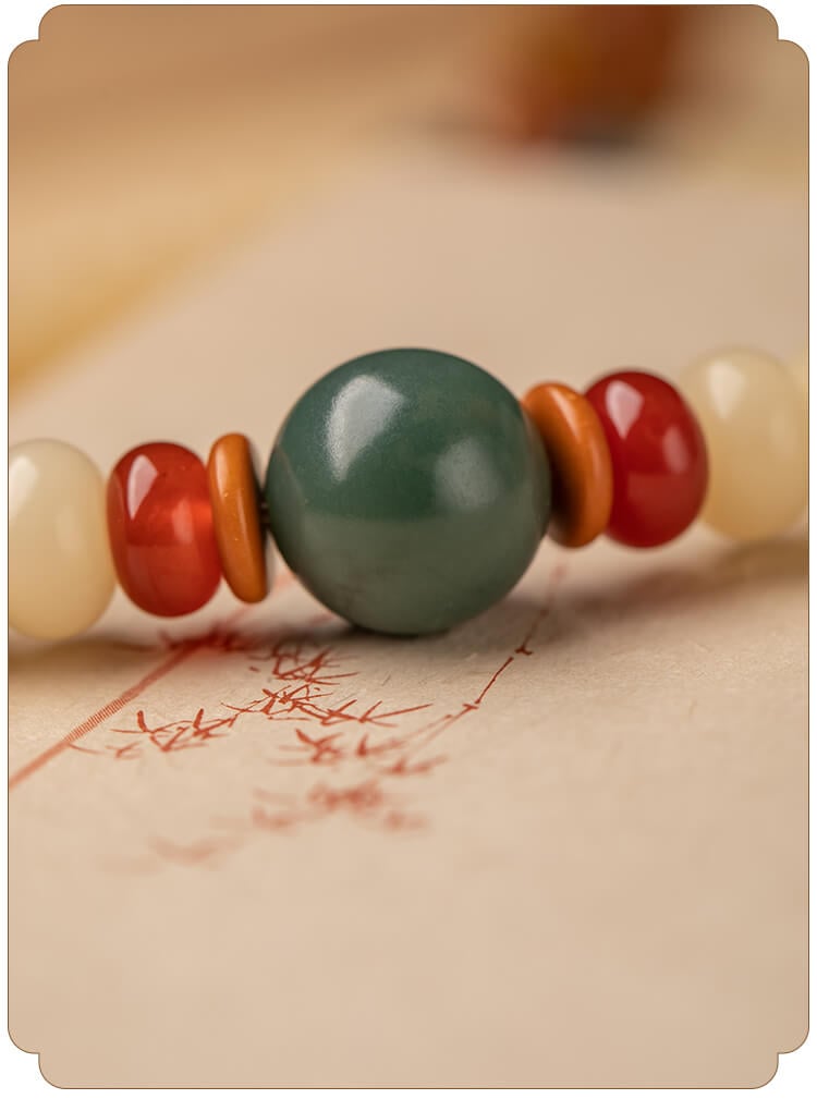 《Gentle as Jade》 Creamy Yellow Jade Bodhi Root Bracelet