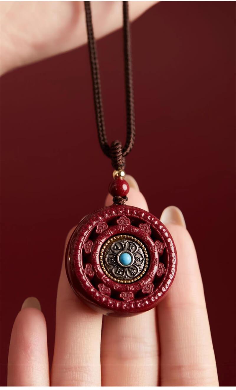 《Six Syllable Mantra》 Purple Gold Sand Male and Female Red Sand Pendant Necklace