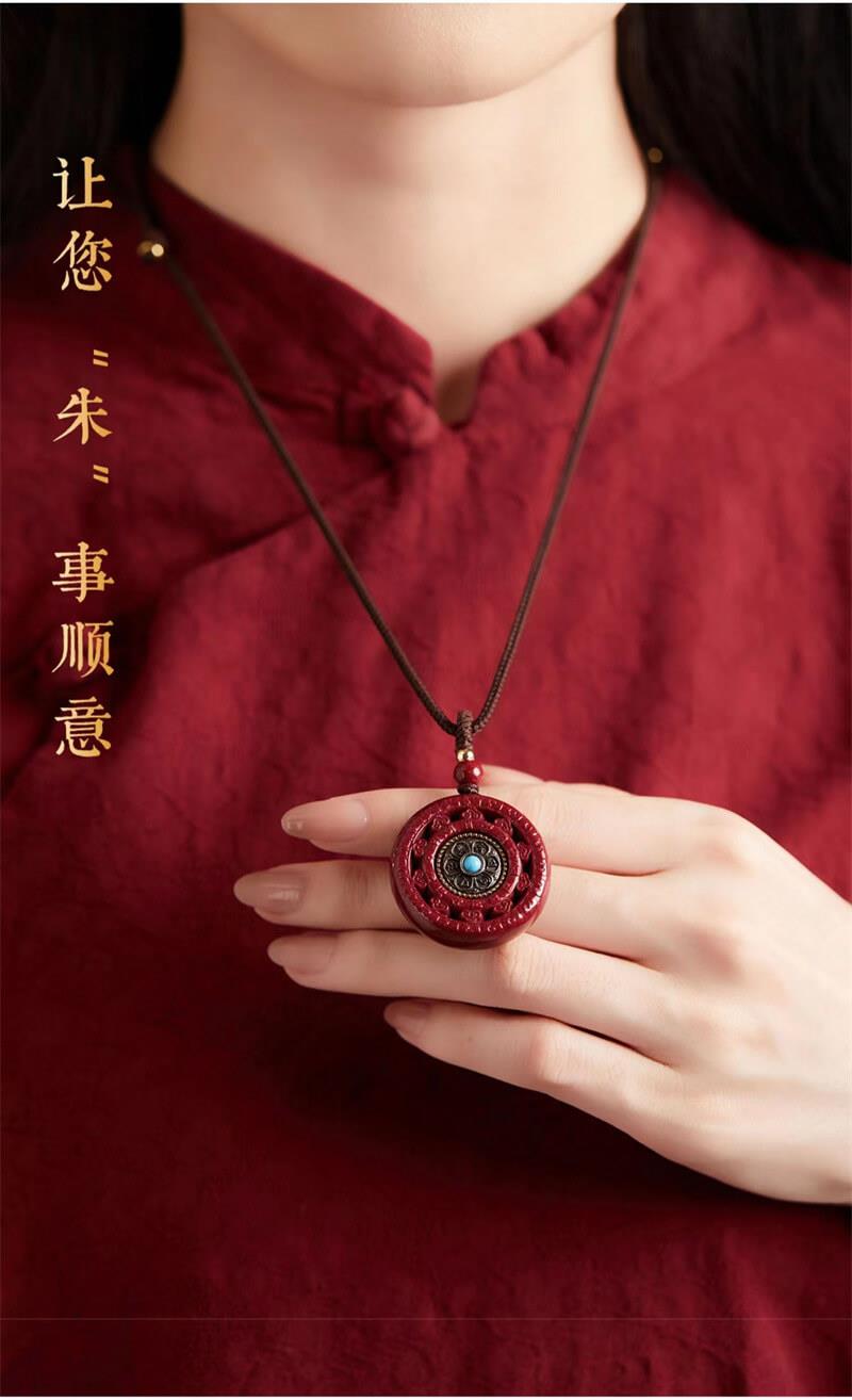 《Six Syllable Mantra》 Purple Gold Sand Male and Female Red Sand Pendant Necklace