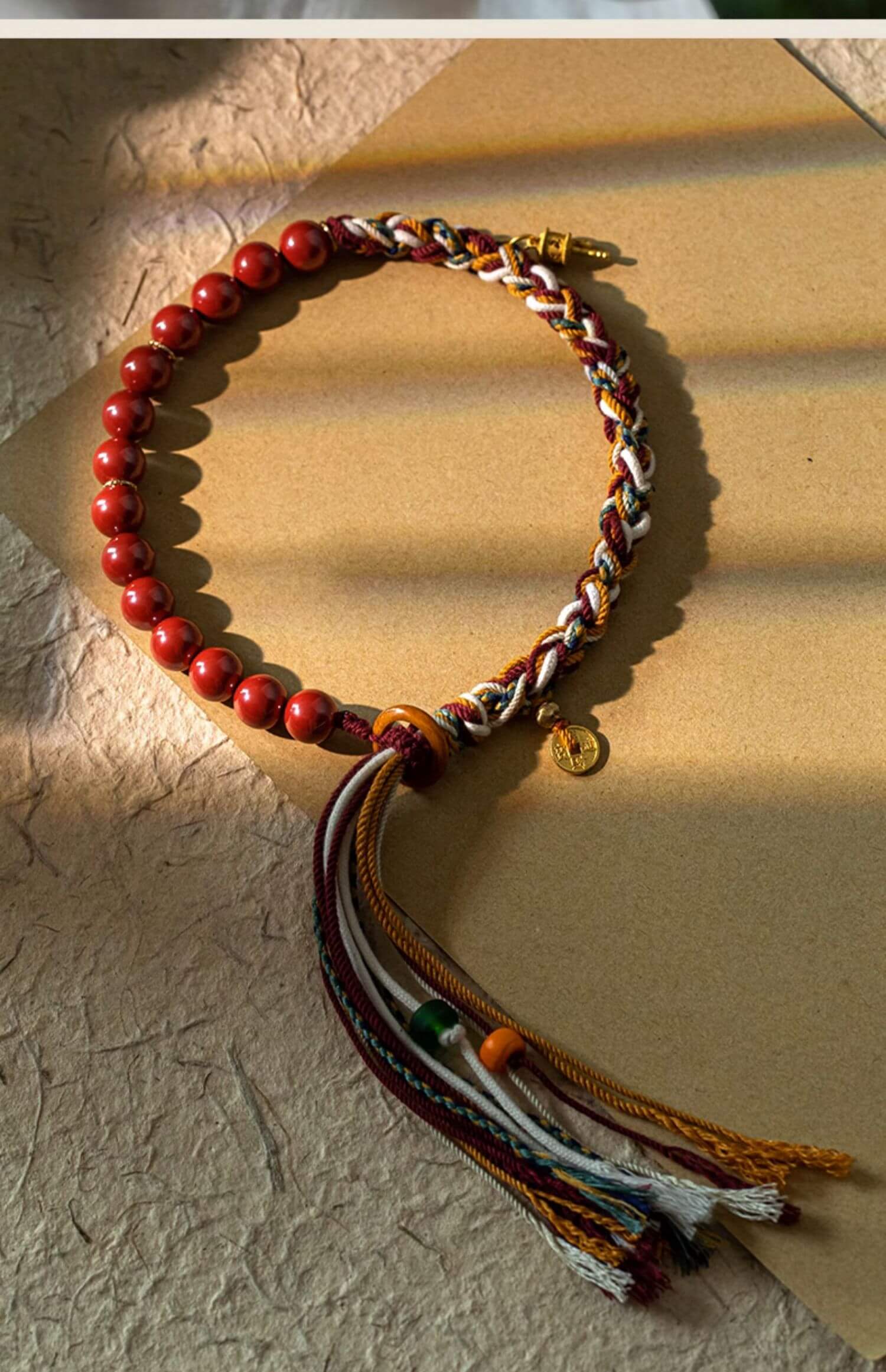 《The Tibetan Red Cord》 - Cinnabar Braided Couple Style Antique Bracelet