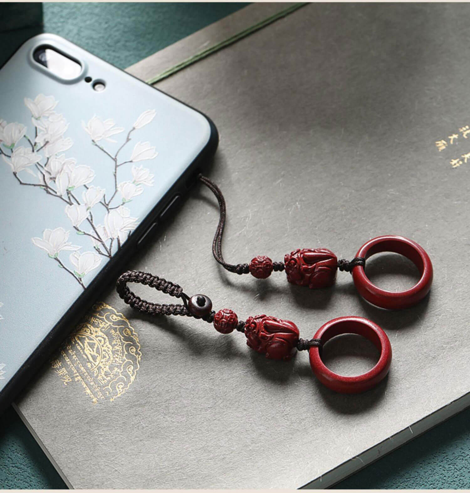 Pi Xiu Ring ~ Cinnabar Pi Xiu Mobile Phone Chain Lanyard U Disk Pendant