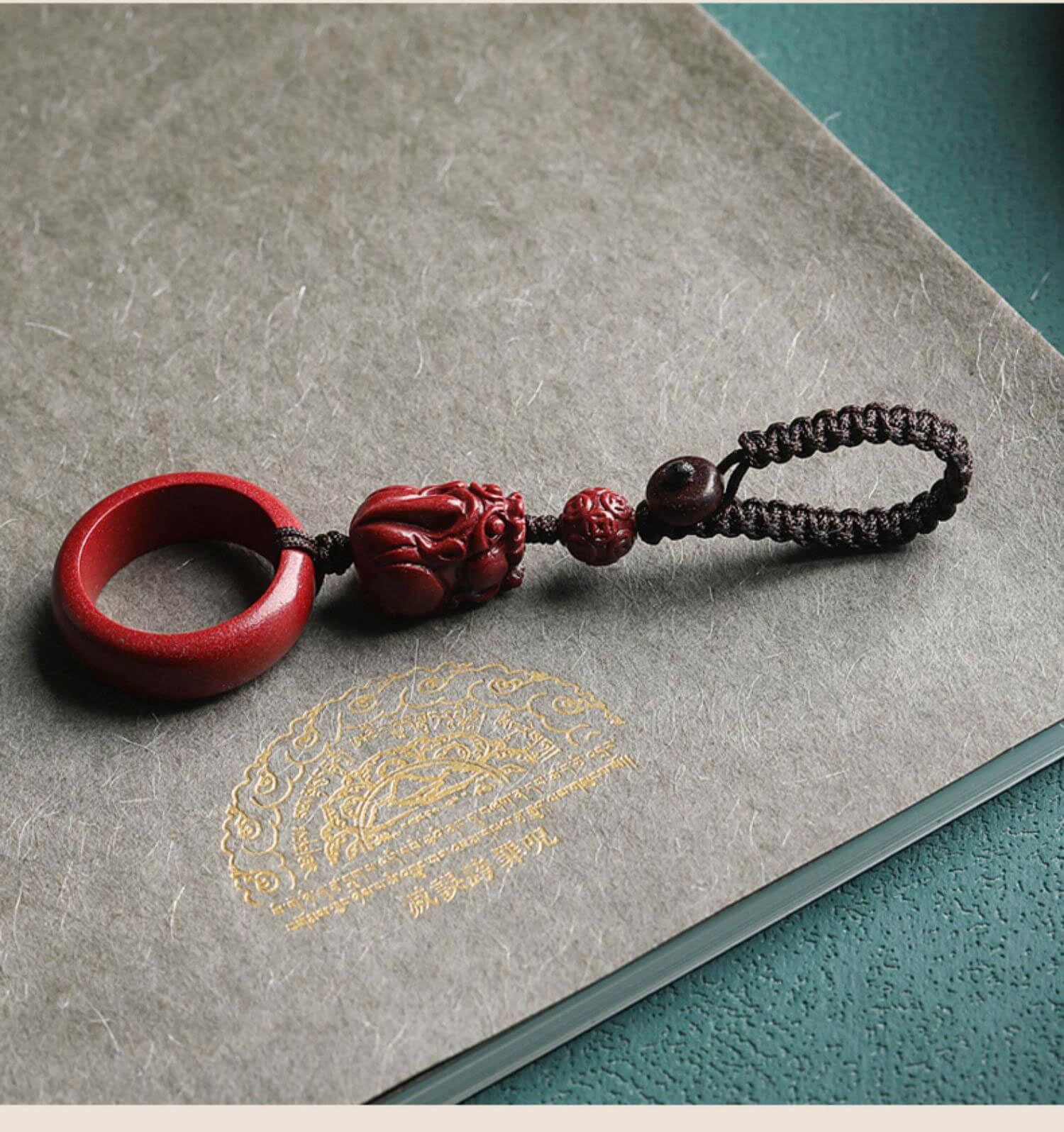 Pi Xiu Ring ~ Cinnabar Pi Xiu Mobile Phone Chain Lanyard U Disk Pendant