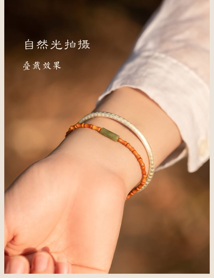 《Joy》 Fine Style Olive Core Shoushan Stone Lemon Jade Bracelet