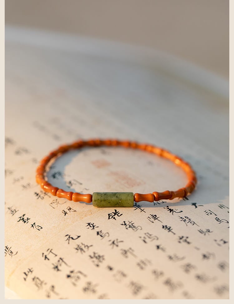 《Joy》 Fine Style Olive Core Shoushan Stone Lemon Jade Bracelet