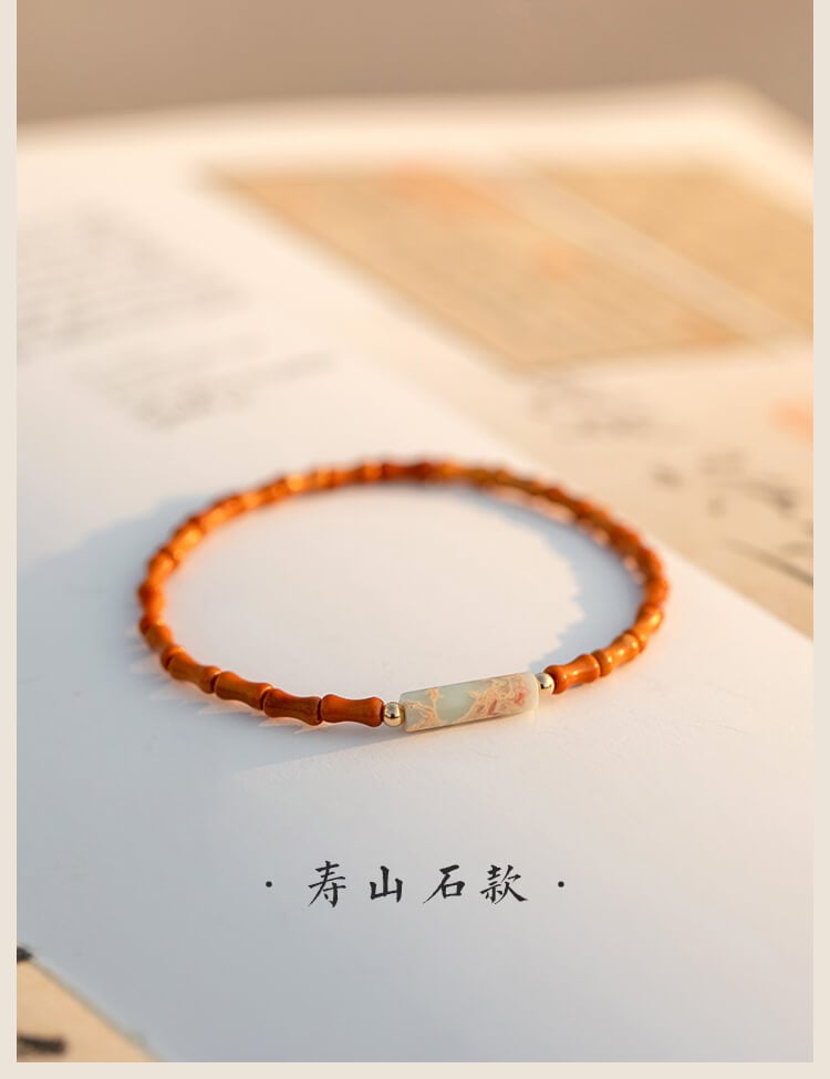 《Joy》 Fine Style Olive Core Shoushan Stone Lemon Jade Bracelet