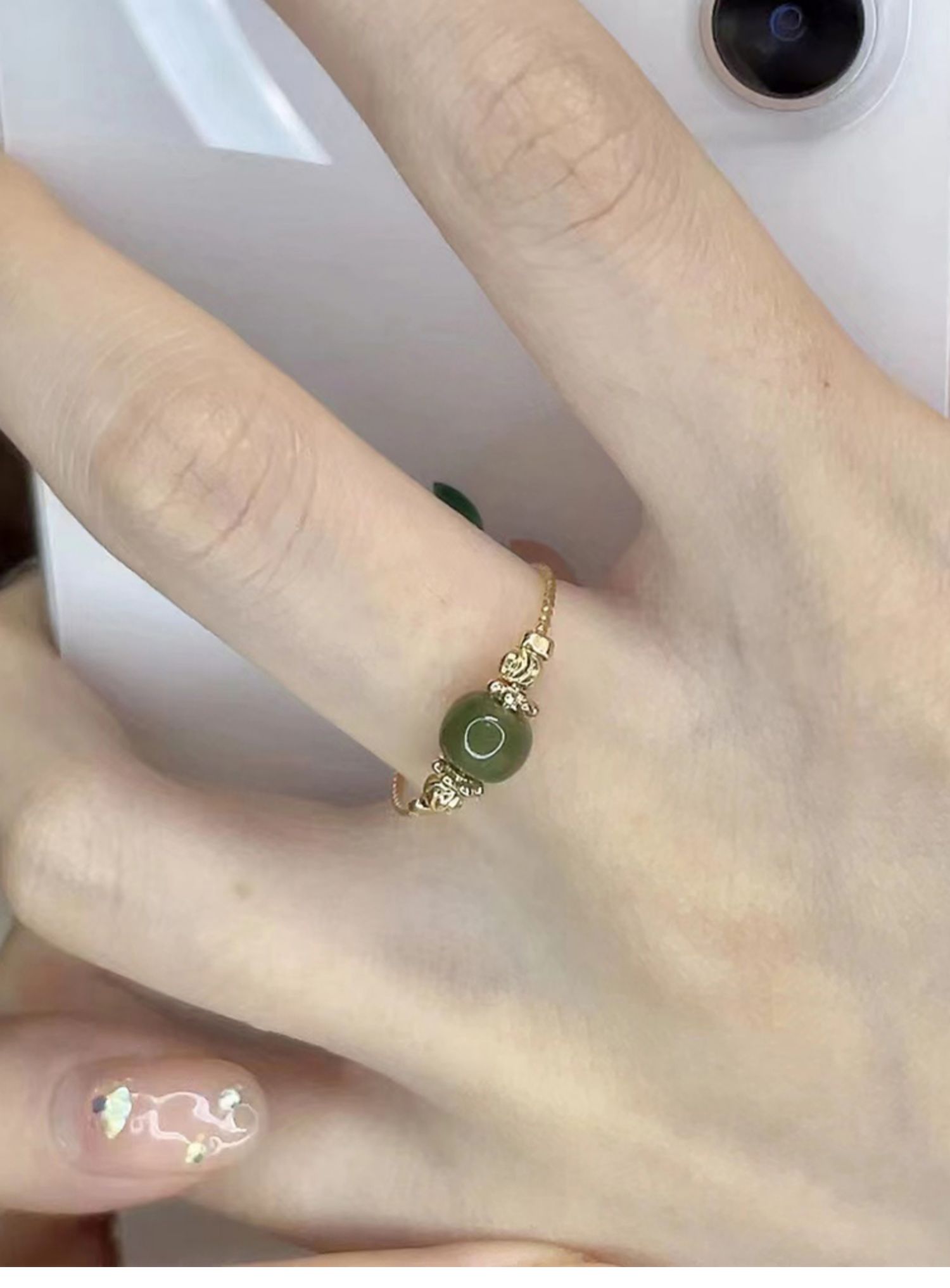 Barley Natural Hetian Jade Vintage Minimalist Ring