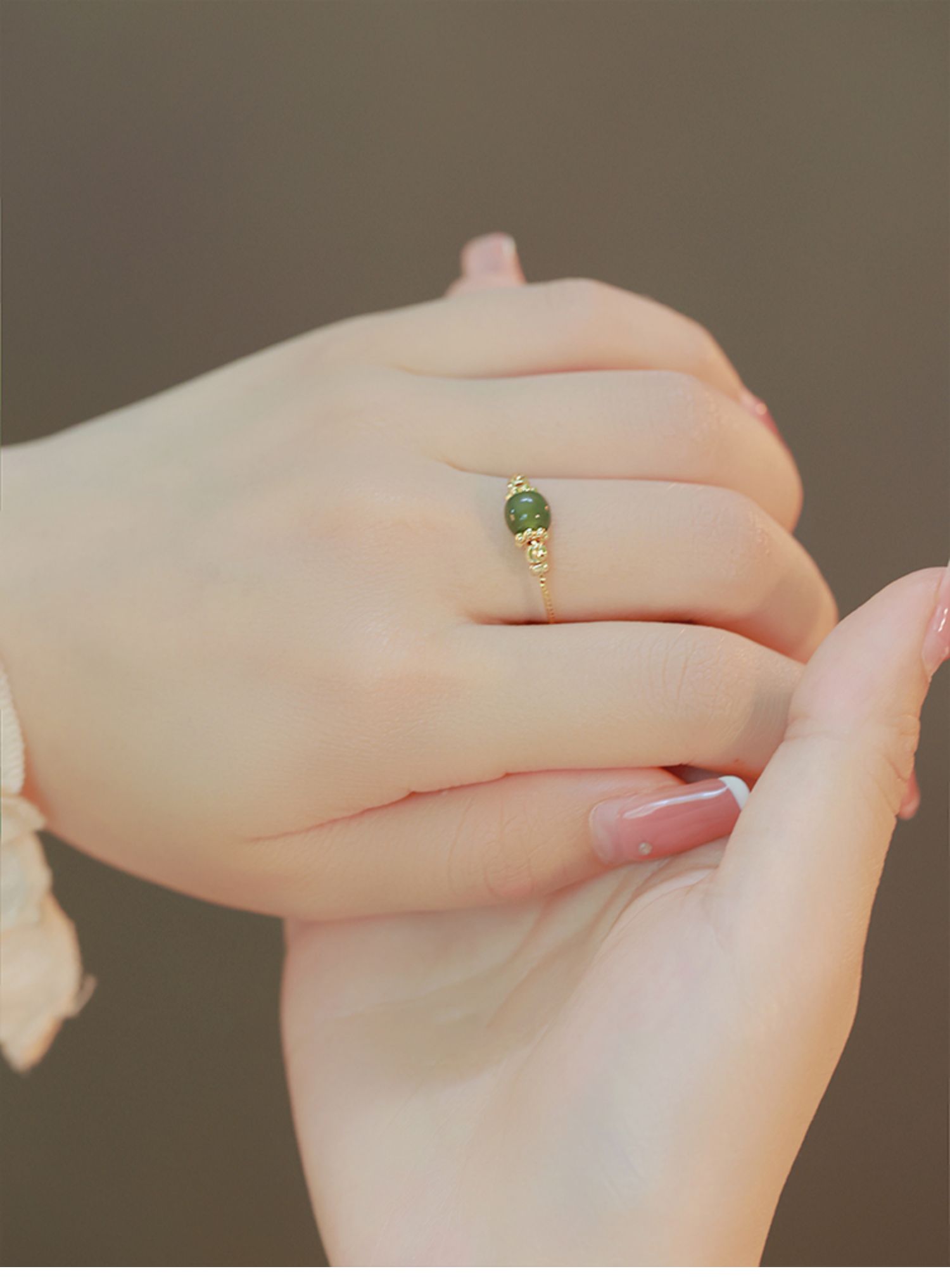 Barley Natural Hetian Jade Vintage Minimalist Ring