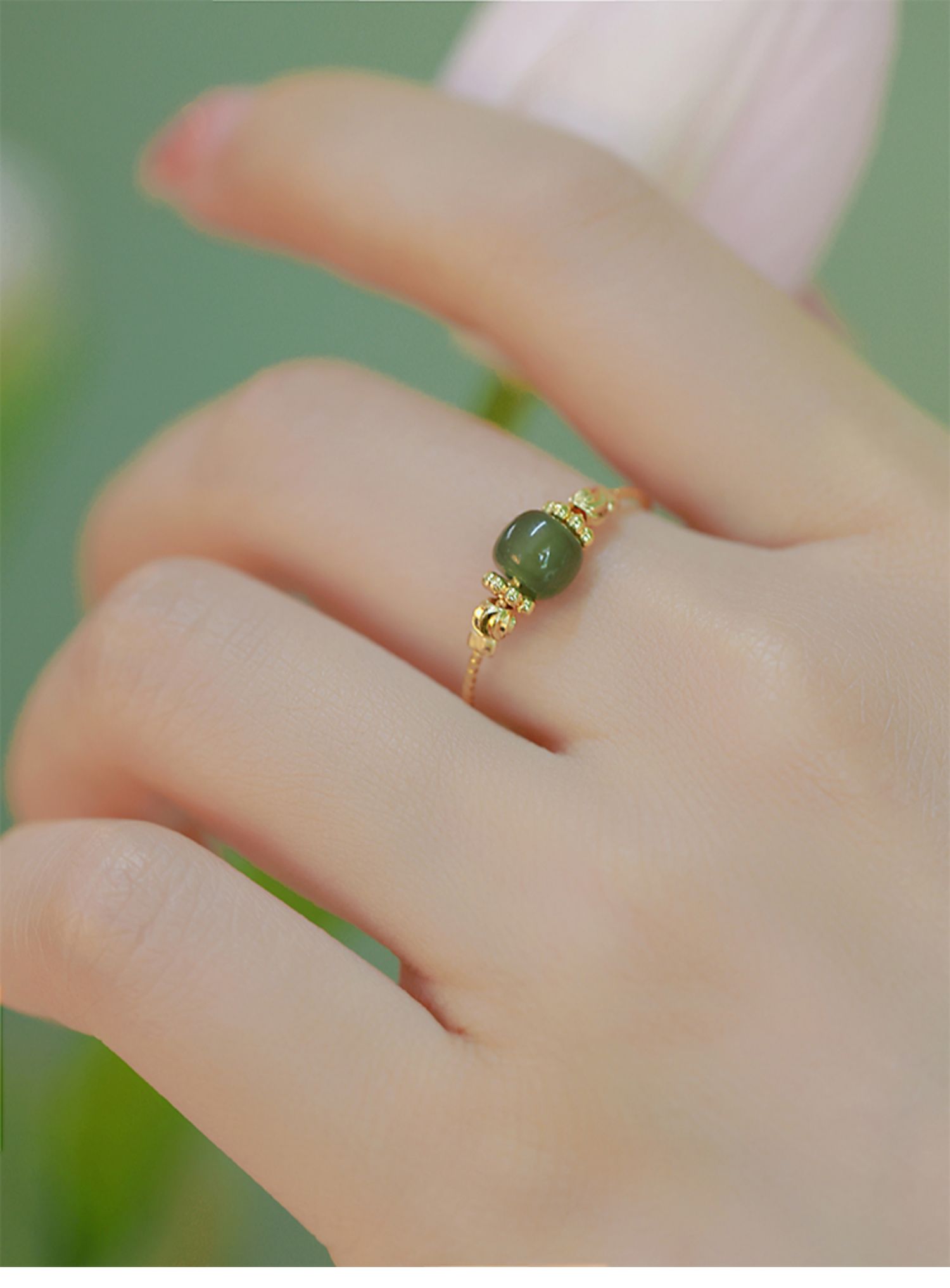 Barley Natural Hetian Jade Vintage Minimalist Ring