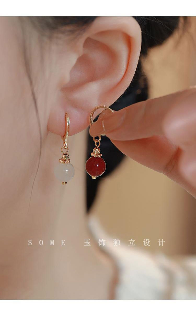 Joyful Smiles ~ High-End Vintage Chinese Style Red Agate Earrings