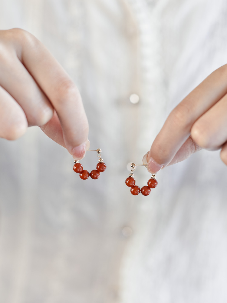 Qin Yan ~ Vermilion Red Retro New Chinese Style Earrings