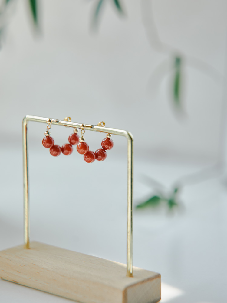 Qin Yan ~ Vermilion Red Retro New Chinese Style Earrings