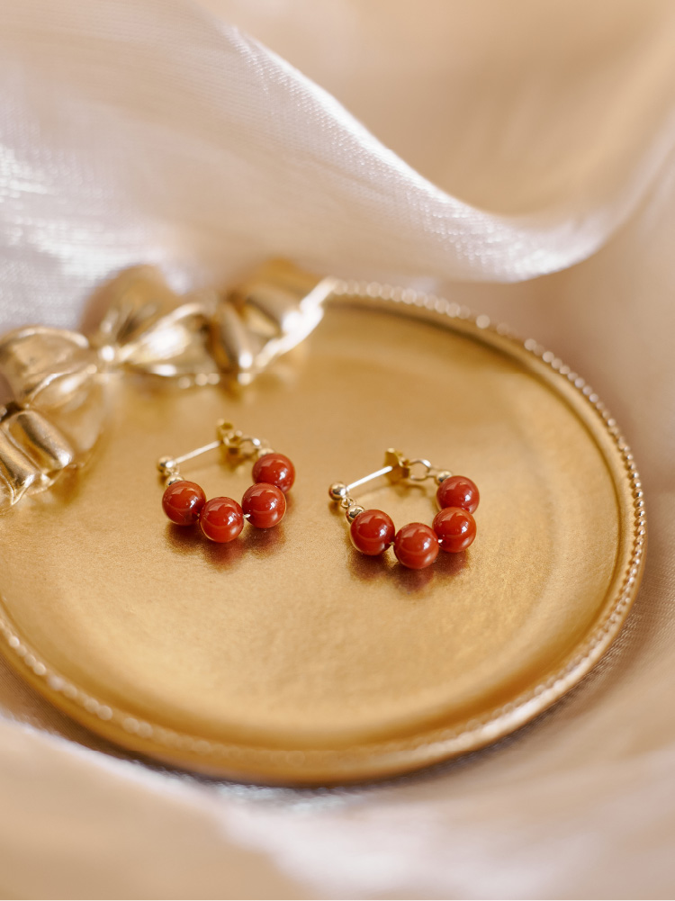 Qin Yan ~ Vermilion Red Retro New Chinese Style Earrings