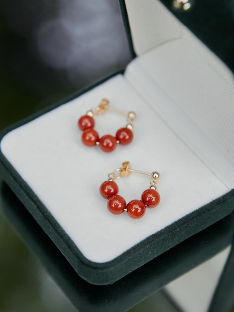 Qin Yan ~ Vermilion Red Retro New Chinese Style Earrings