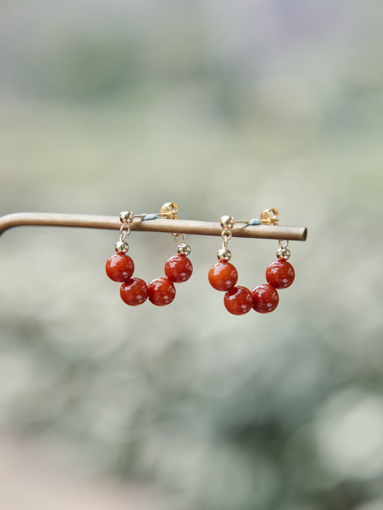 Qin Yan ~ Vermilion Red Retro New Chinese Style Earrings