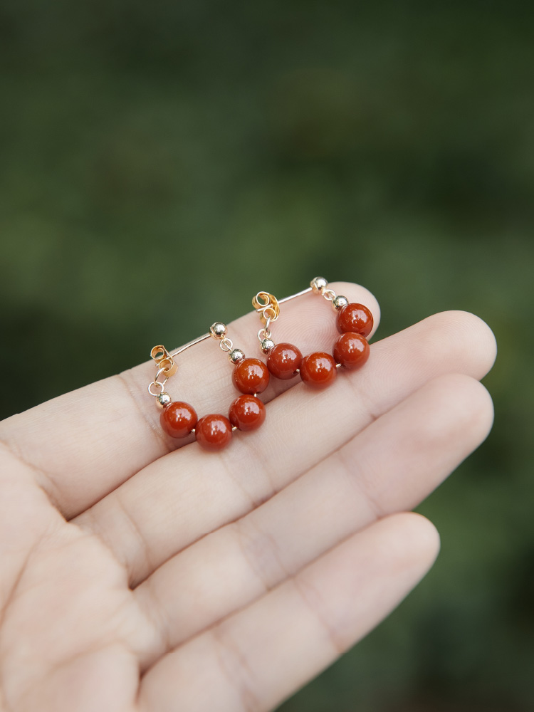 Qin Yan ~ Vermilion Red Retro New Chinese Style Earrings