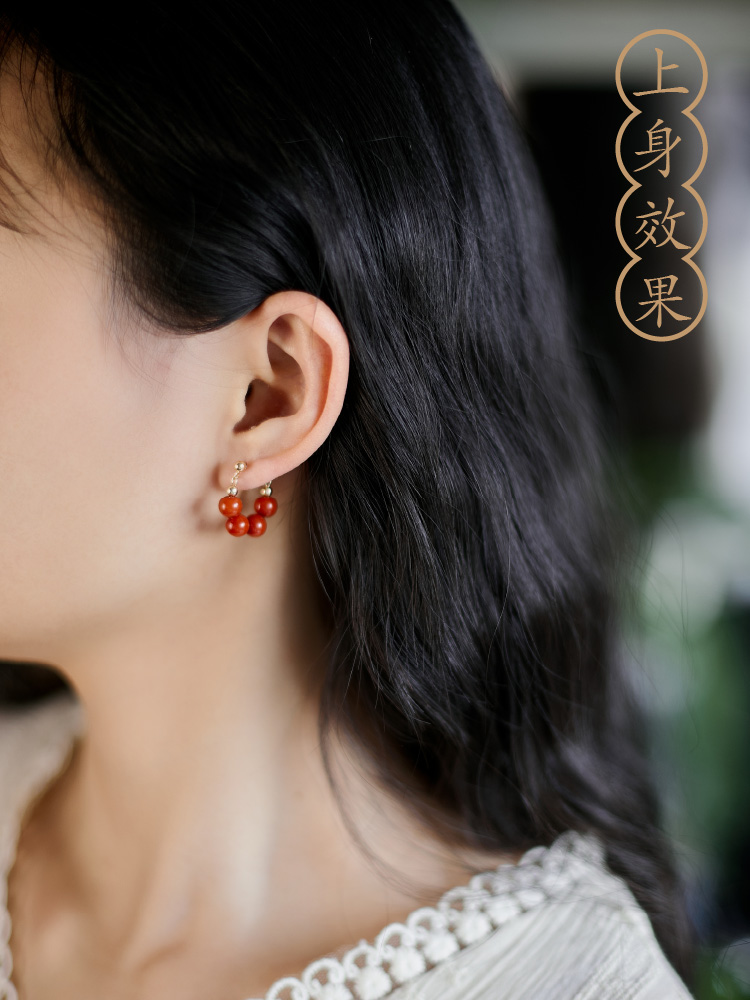 Qin Yan ~ Vermilion Red Retro New Chinese Style Earrings