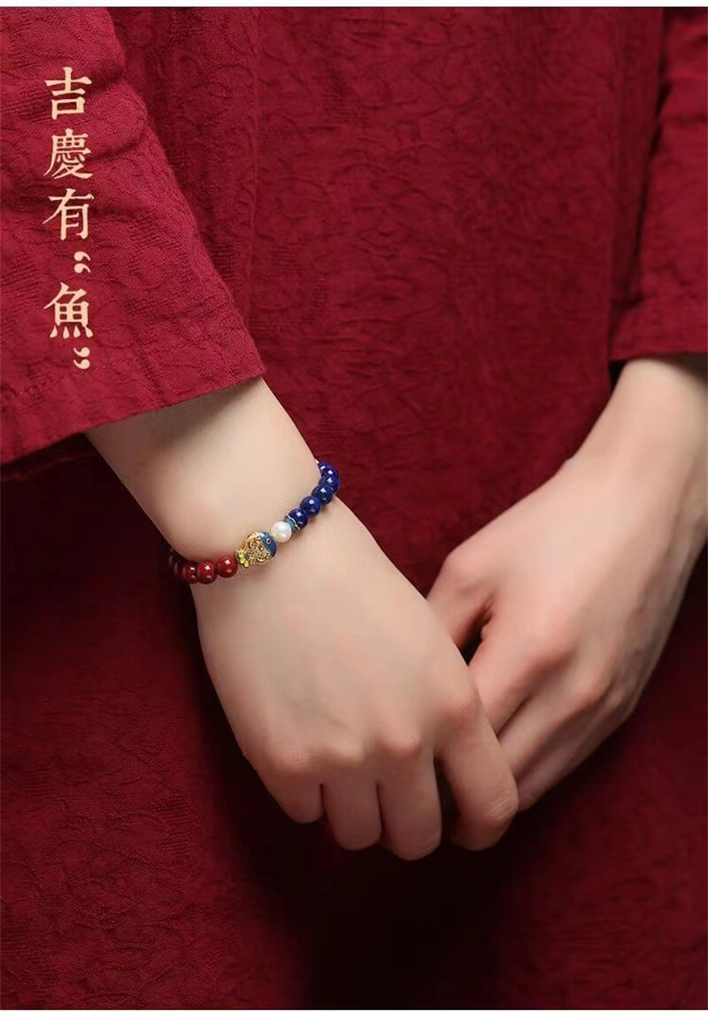 《Lucky Koi Carp》 Red Cinnabar Bracelet for Dispelling Retrograde Influence