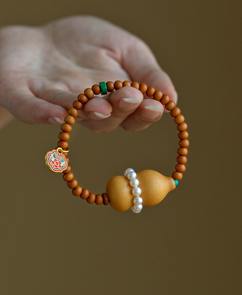 《Fortune, Prosperity, Peace》Natural Gourd Star and Moon Bodhi Ornamental Bracelet