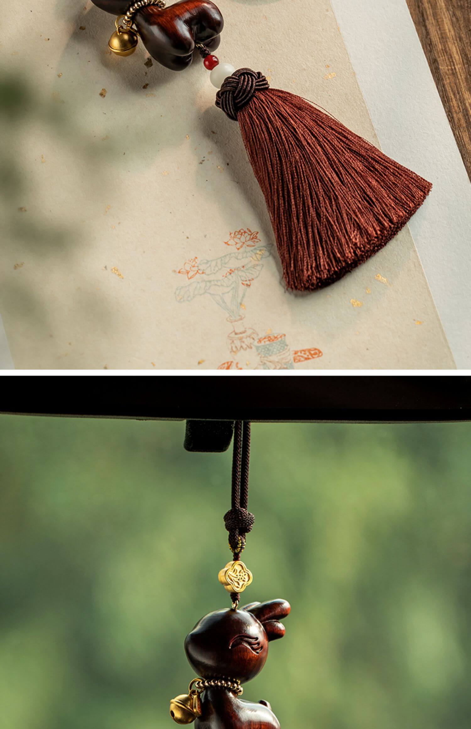 Peace and Safety ~ Natural Sandalwood Safe Journey Bell Car Hanging