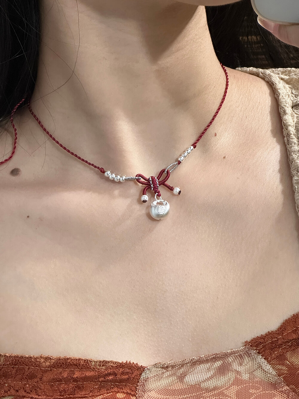 《Little Fortune》 999 Silver Fugitive Princess Bow Necklace Bracelet