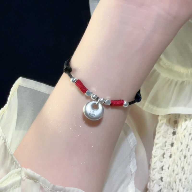 《Little Fortune》 999 Silver Peace Vintage Pure Silver Braided Rope Bracelet