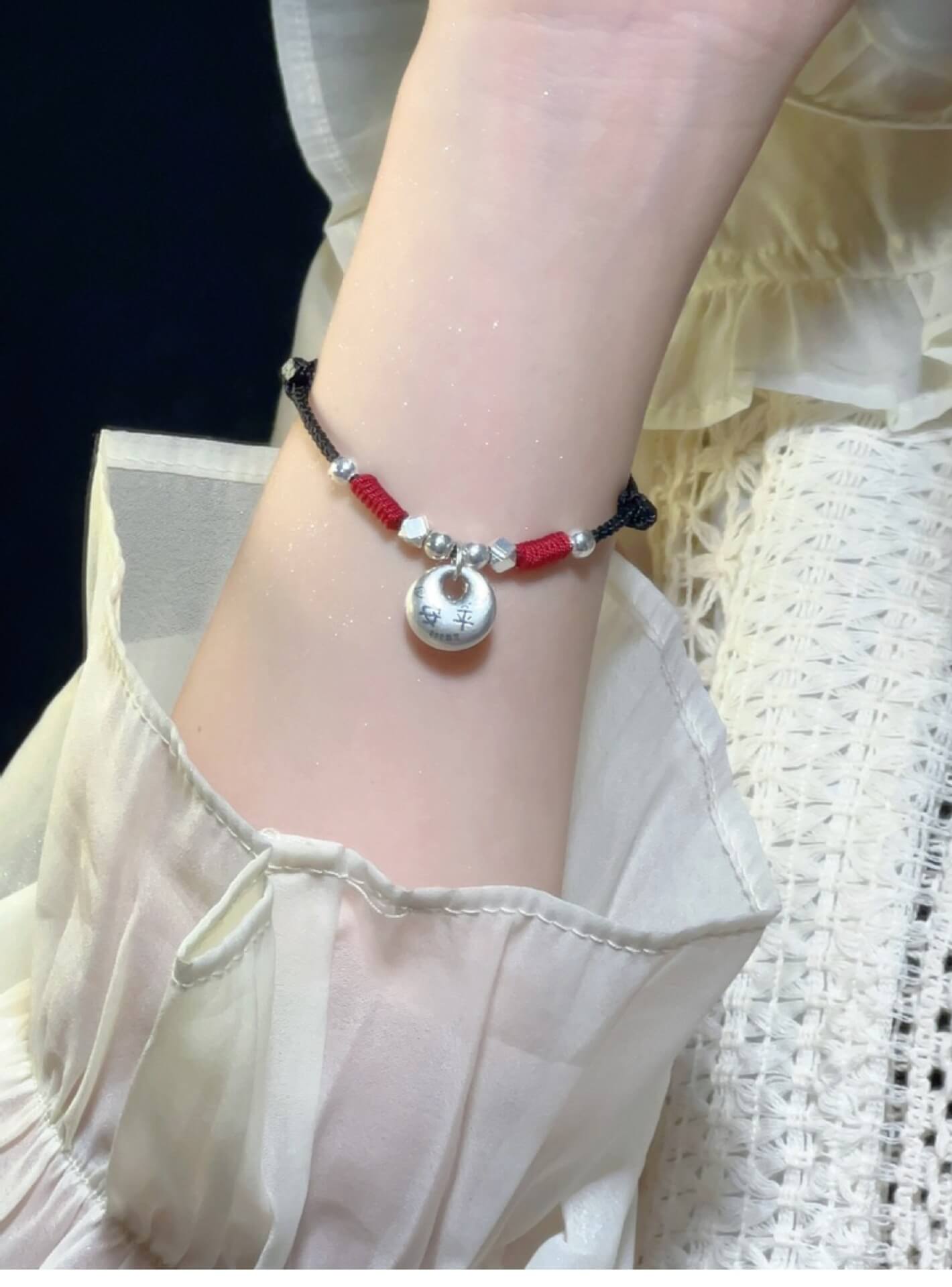 《Little Fortune》 999 Silver Peace Vintage Pure Silver Braided Rope Bracelet