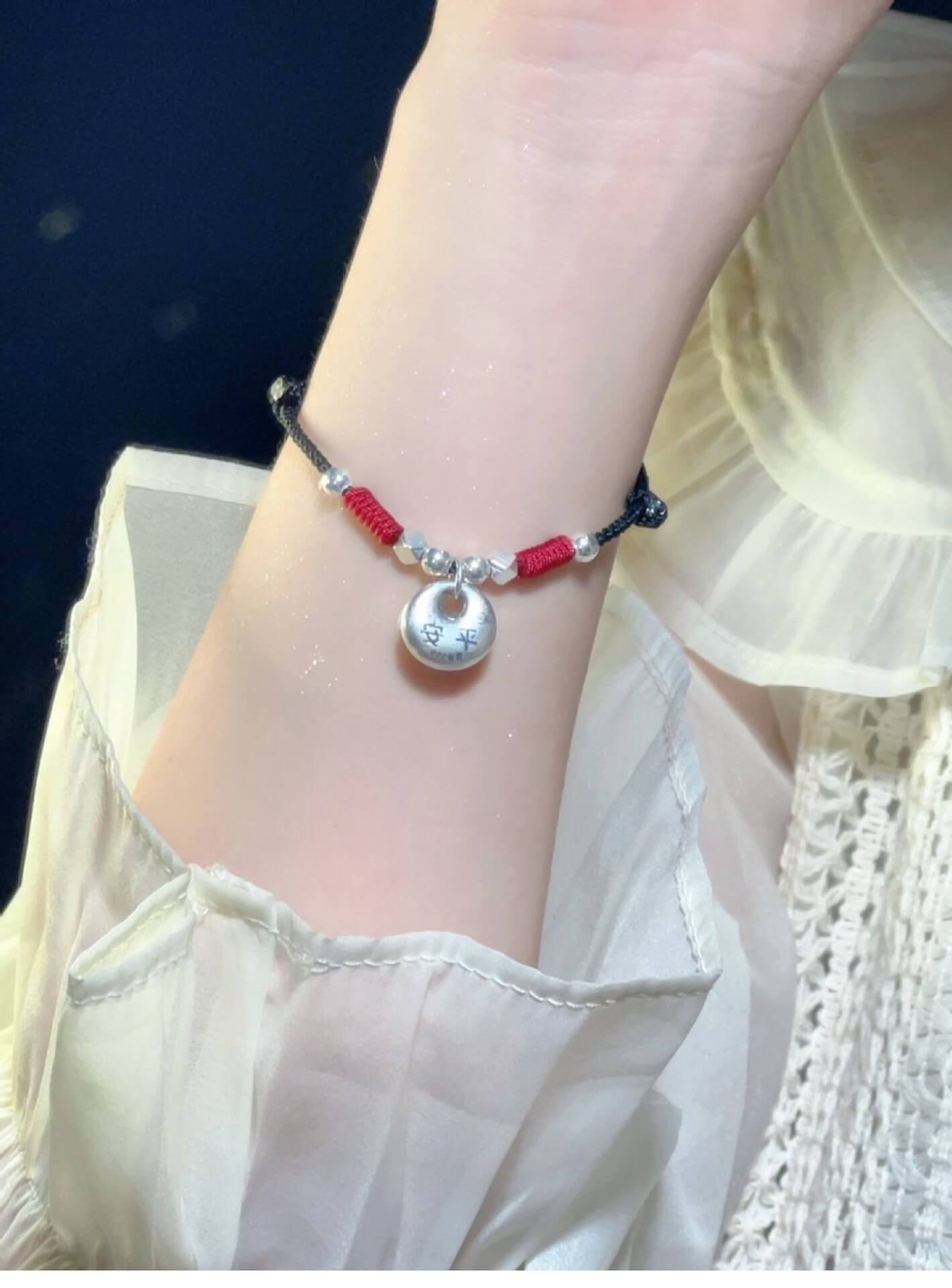 《Little Fortune》 999 Silver Peace Vintage Pure Silver Braided Rope Bracelet