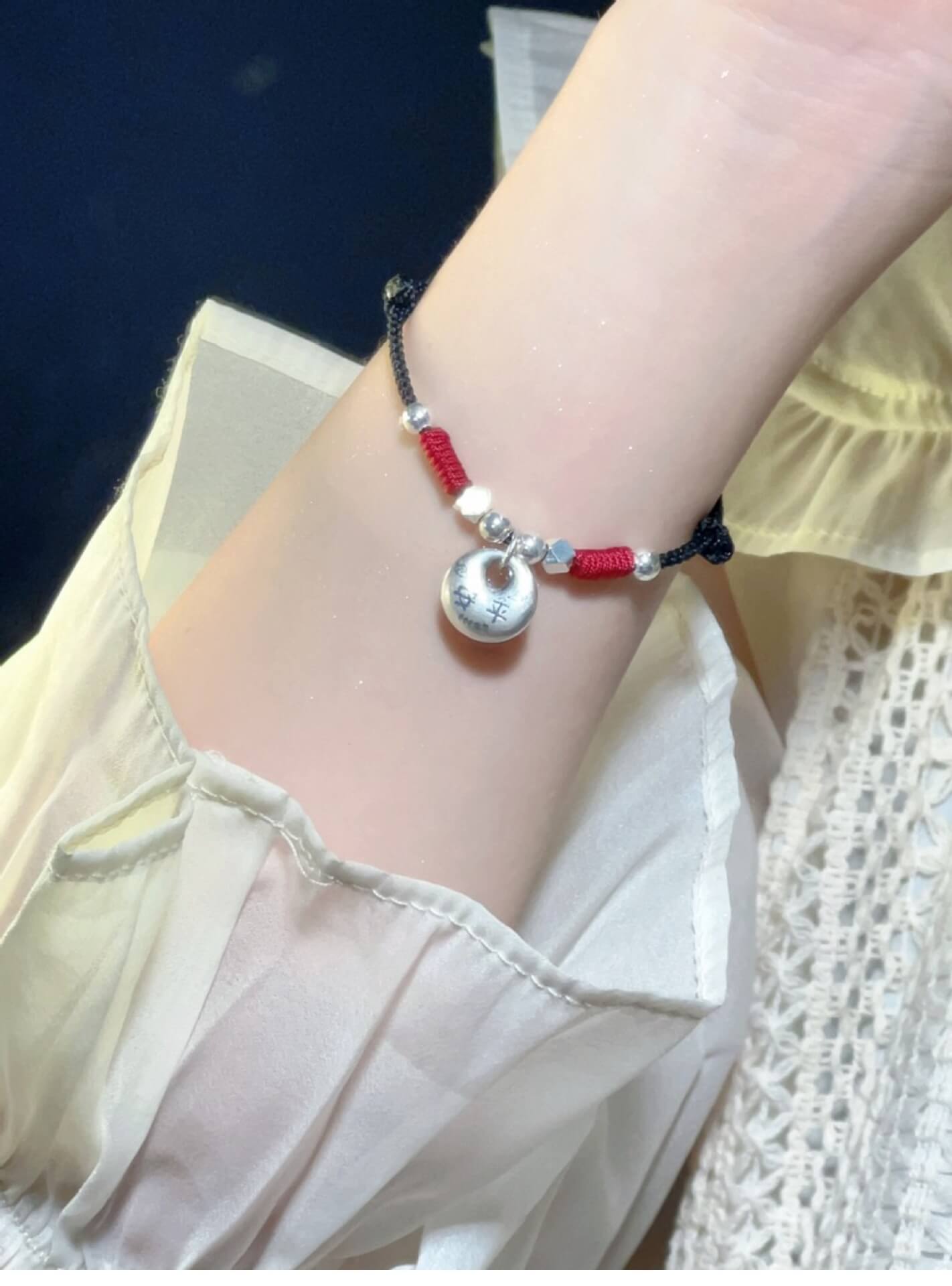 《Little Fortune》 999 Silver Peace Vintage Pure Silver Braided Rope Bracelet