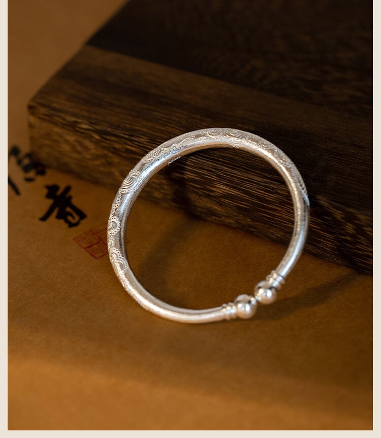 《Jin Feng Ming》 999 Silver Garlic Head Phoenix Silver Bracelet