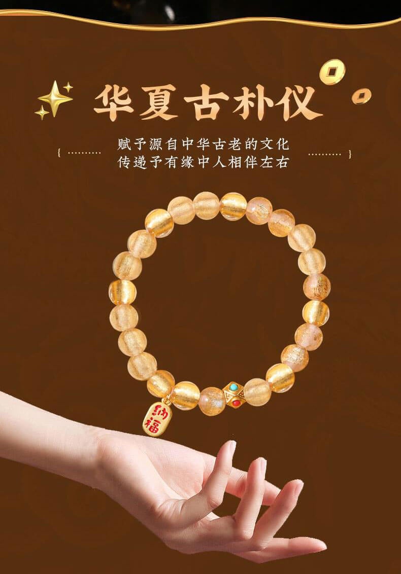 《Wealth Attraction and Fortune Accumulation》 Gold Foil Ash and Colored Glaze Bracelet