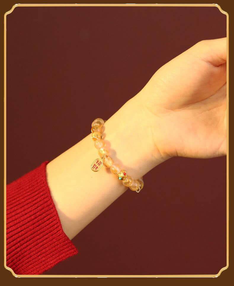 《Wealth Attraction and Fortune Accumulation》 Gold Foil Ash and Colored Glaze Bracelet