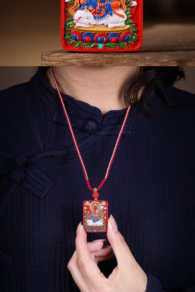 《Guardian Deity》 Cinnabar Painted Sand Year of the Zodiac Necklace with Twelve Chinese Zodiacs