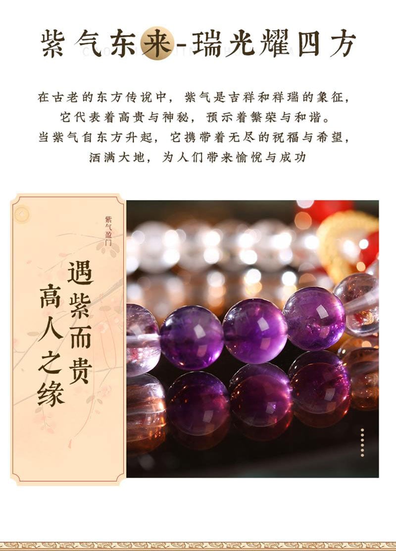 《Purple Qi Coming from the East》 Dragon Head Purple Crystal Bracelet with Divine Encounters