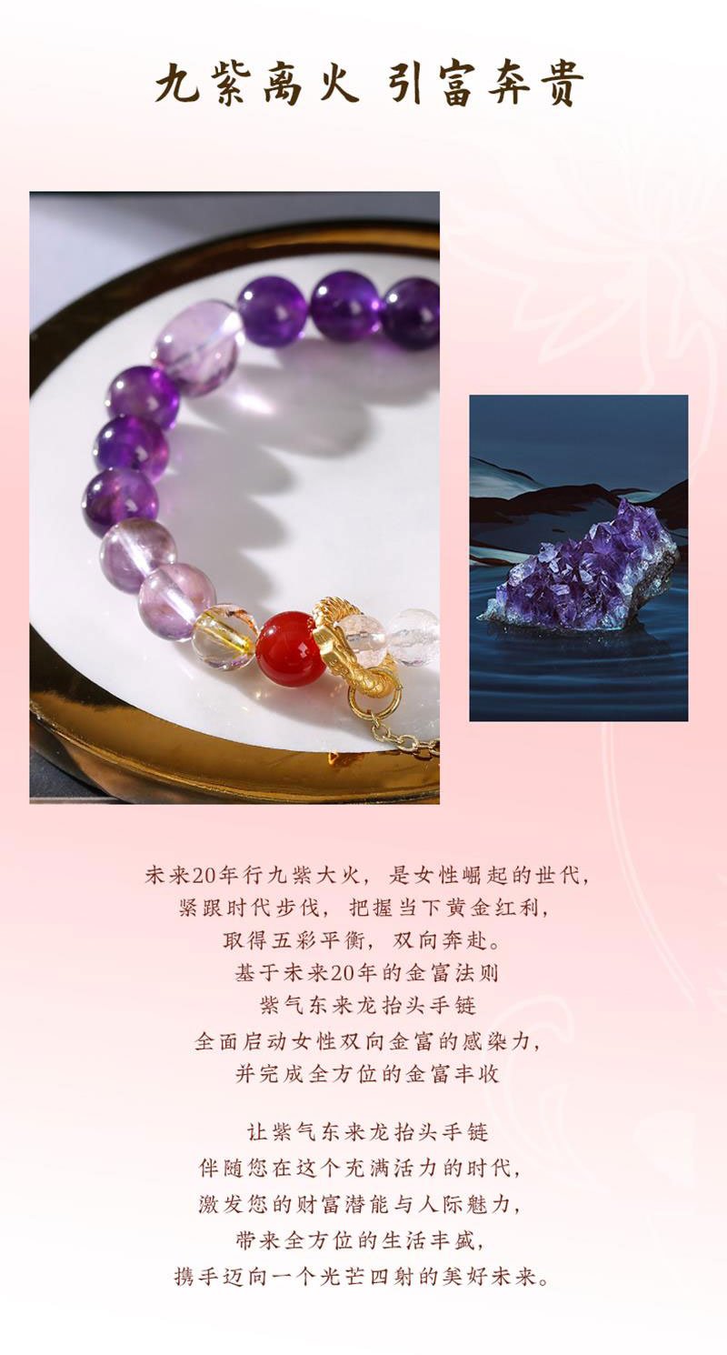 《Purple Qi Coming from the East》 Dragon Head Purple Crystal Bracelet with Divine Encounters