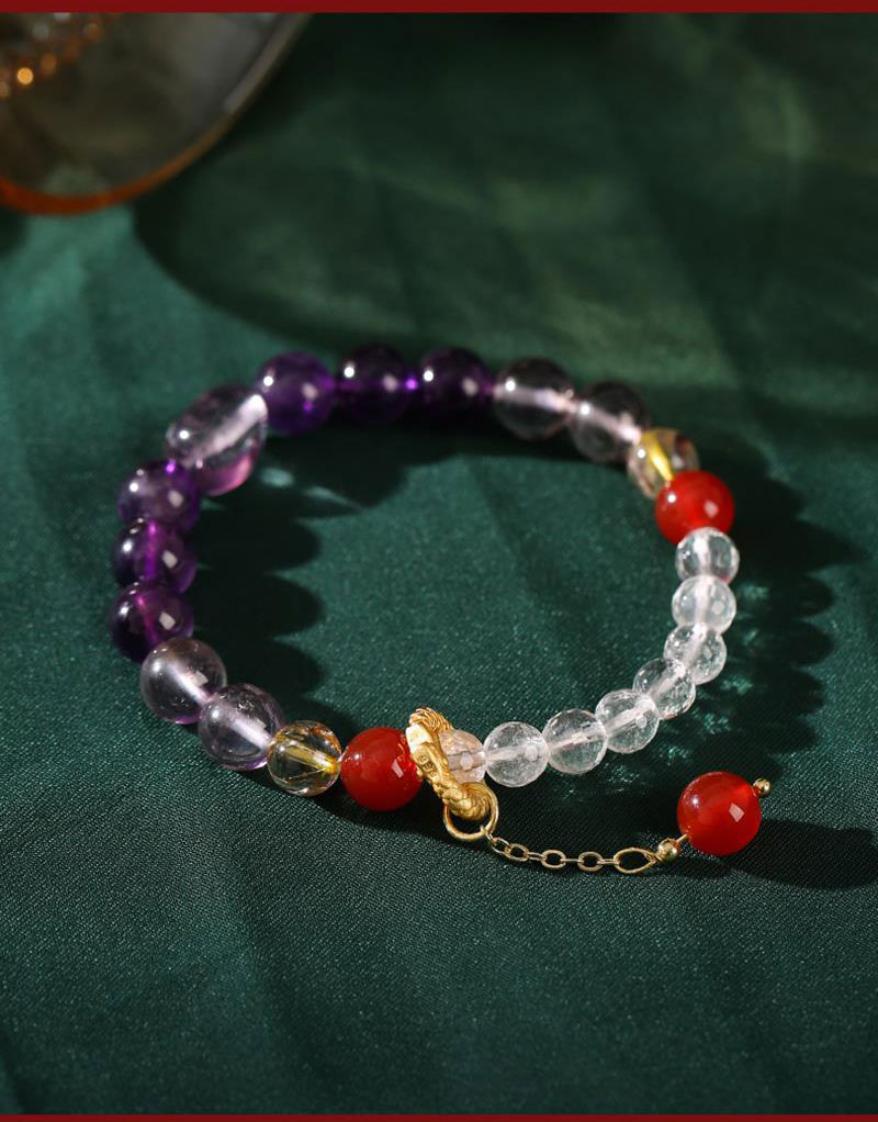 《Purple Qi Coming from the East》 Dragon Head Purple Crystal Bracelet with Divine Encounters