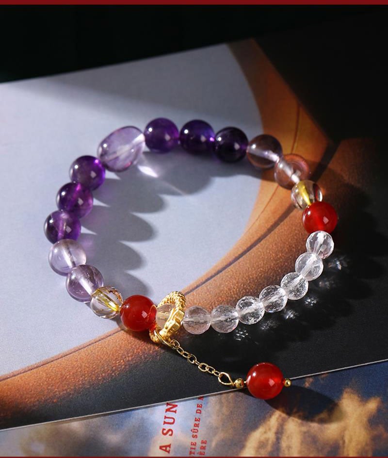 《Purple Qi Coming from the East》 Dragon Head Purple Crystal Bracelet with Divine Encounters