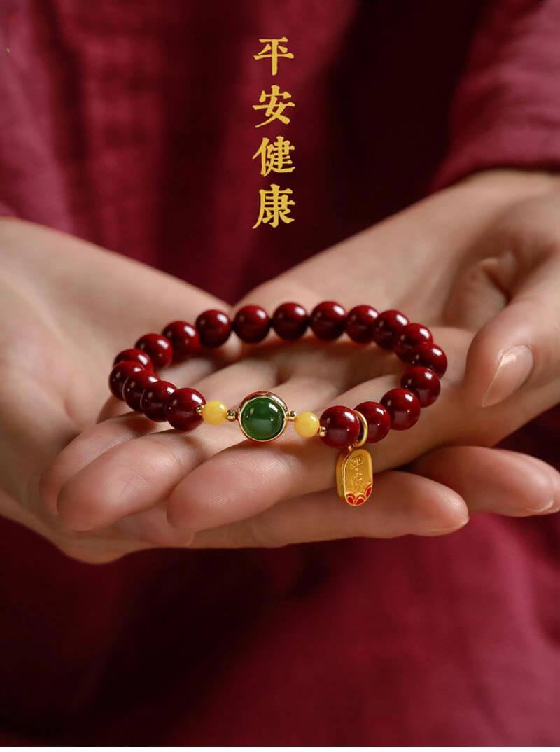 《Peace and Health》 Purple Gold Sand Safe Card Vermilion Sand Bracelet