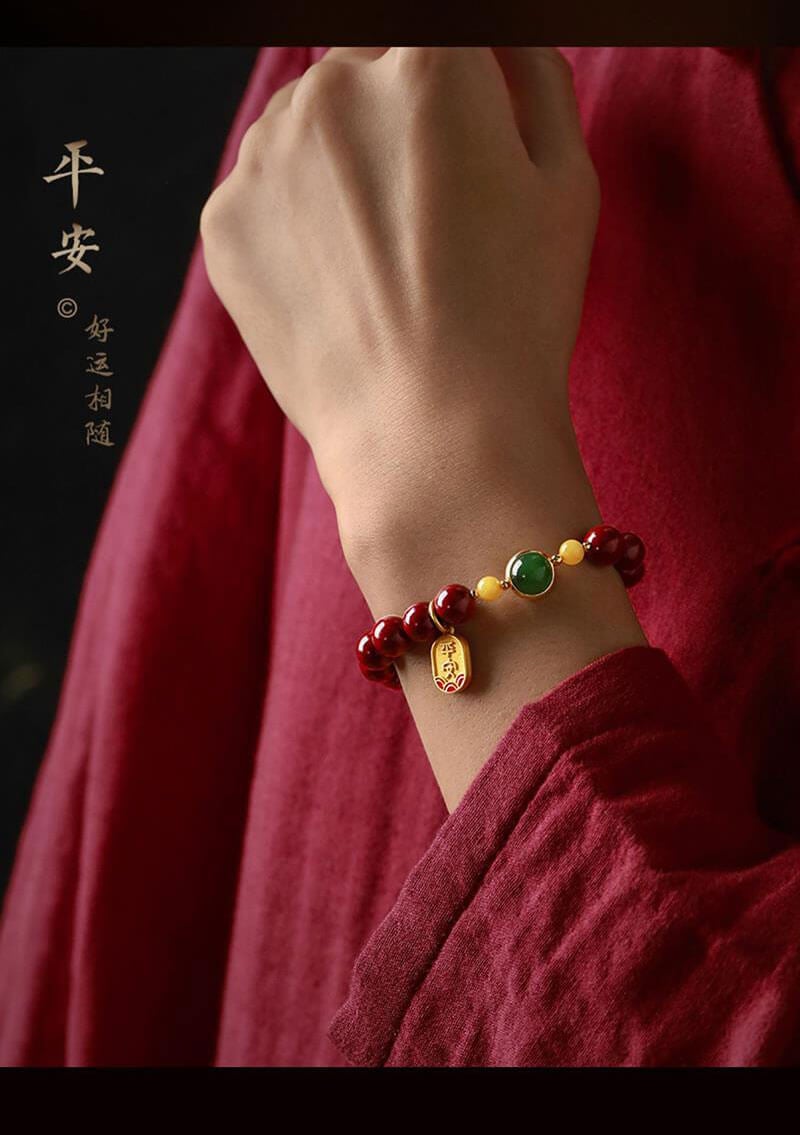 《Peace and Health》 Purple Gold Sand Safe Card Vermilion Sand Bracelet