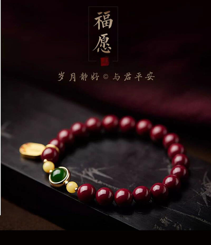 《Peace and Health》 Purple Gold Sand Safe Card Vermilion Sand Bracelet