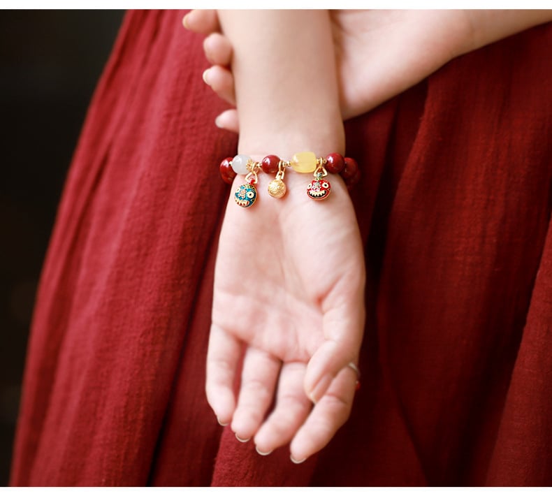 《The Golden Swallower》 Cinnabar Family Set Bracelets for Couples, Men, and Women for Luck Transformation