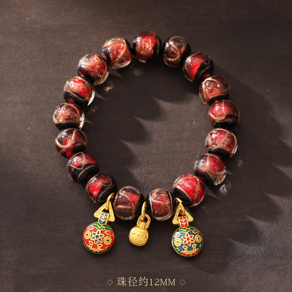 《The Red Aroma of the Gold-Eating Beast》 Family of Three, Perfect in Every Way, Hand-Strung Bracelet