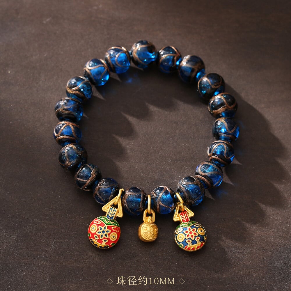 《The Blue Aroma of the Gold-Eating Beast》 Family of Three, Perfect in Every Way, Hand-Strung Bracelet