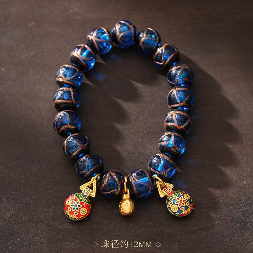 《The Blue Aroma of the Gold-Eating Beast》 Family of Three, Perfect in Every Way, Hand-Strung Bracelet