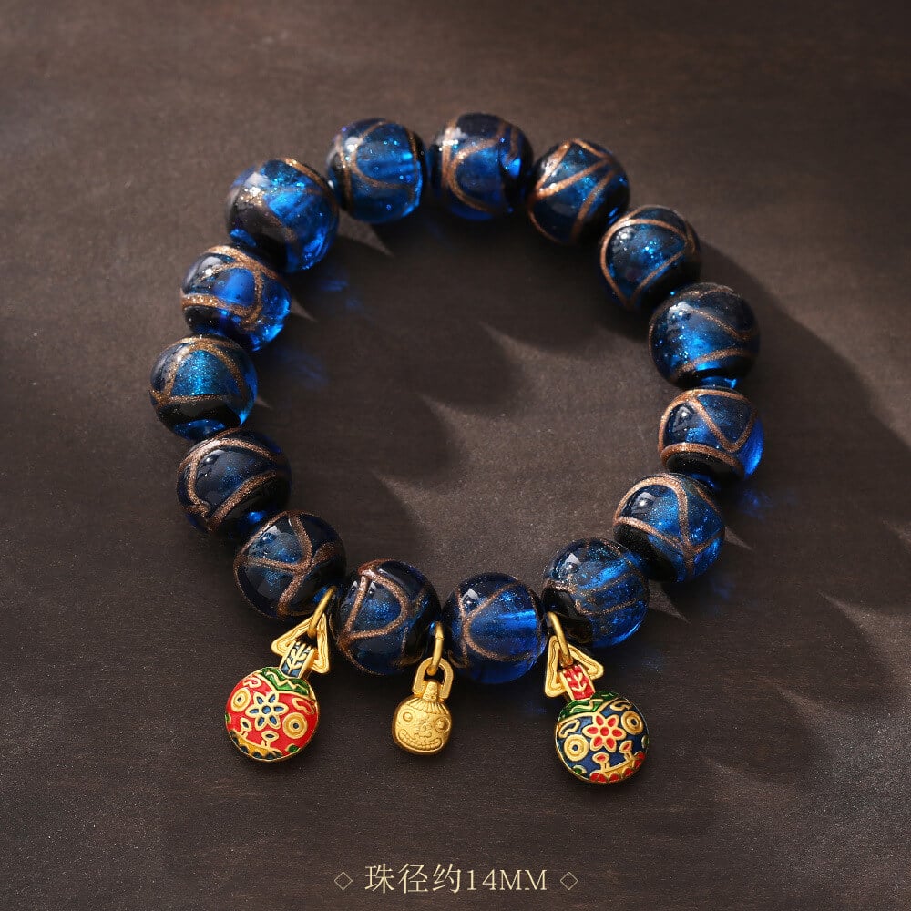 《The Blue Aroma of the Gold-Eating Beast》 Family of Three, Perfect in Every Way, Hand-Strung Bracelet