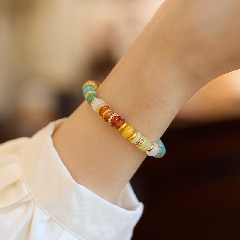 《Infinite Charm》 Red Agate Dopamine Rainbow Bracelet